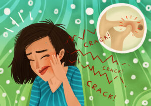 Graphic illustration of woman experiencing jaw pain.